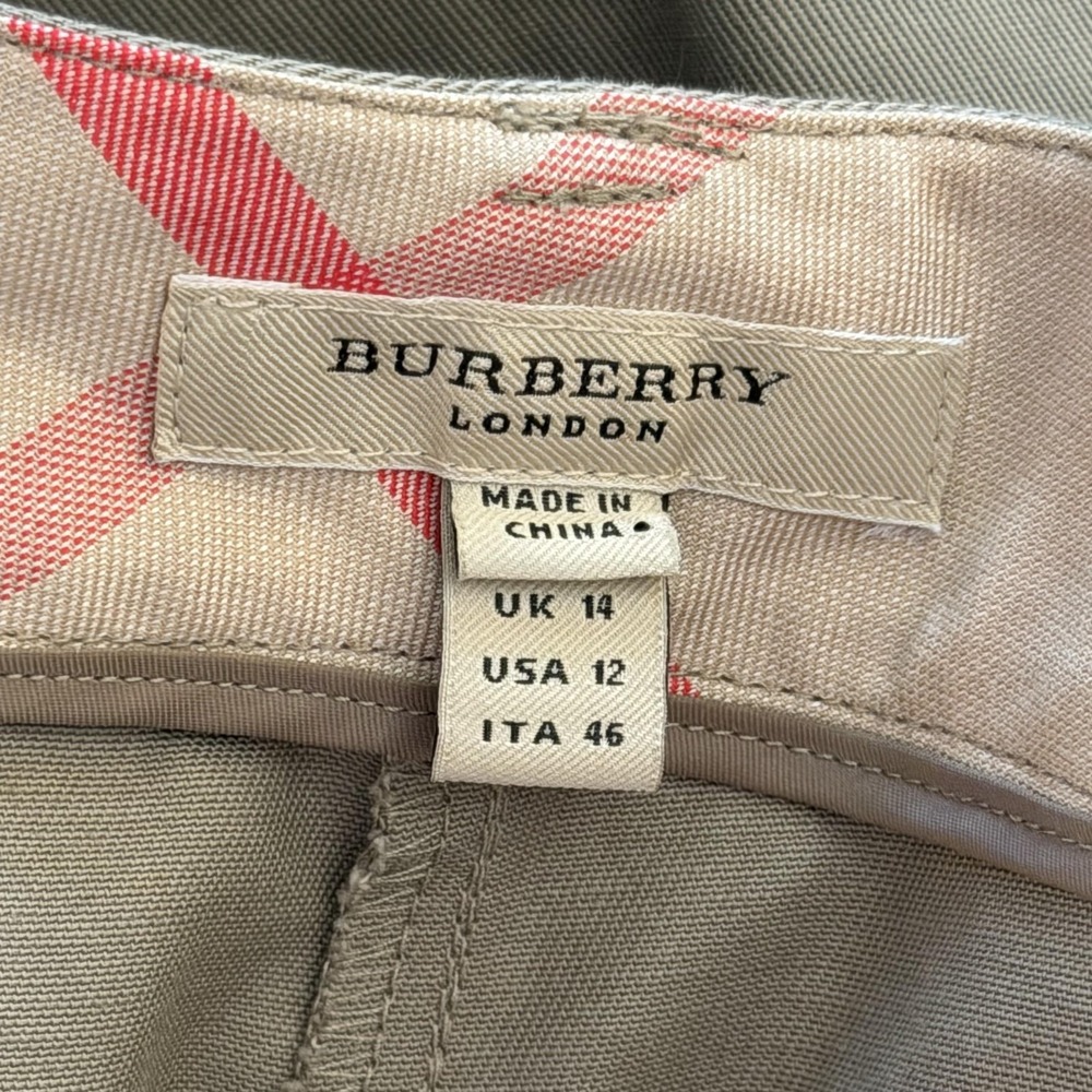 Burberry London Pants Womens 12 Beige Cotton Stretch Chino Bootcut Work Tan - Picture 10 of 16